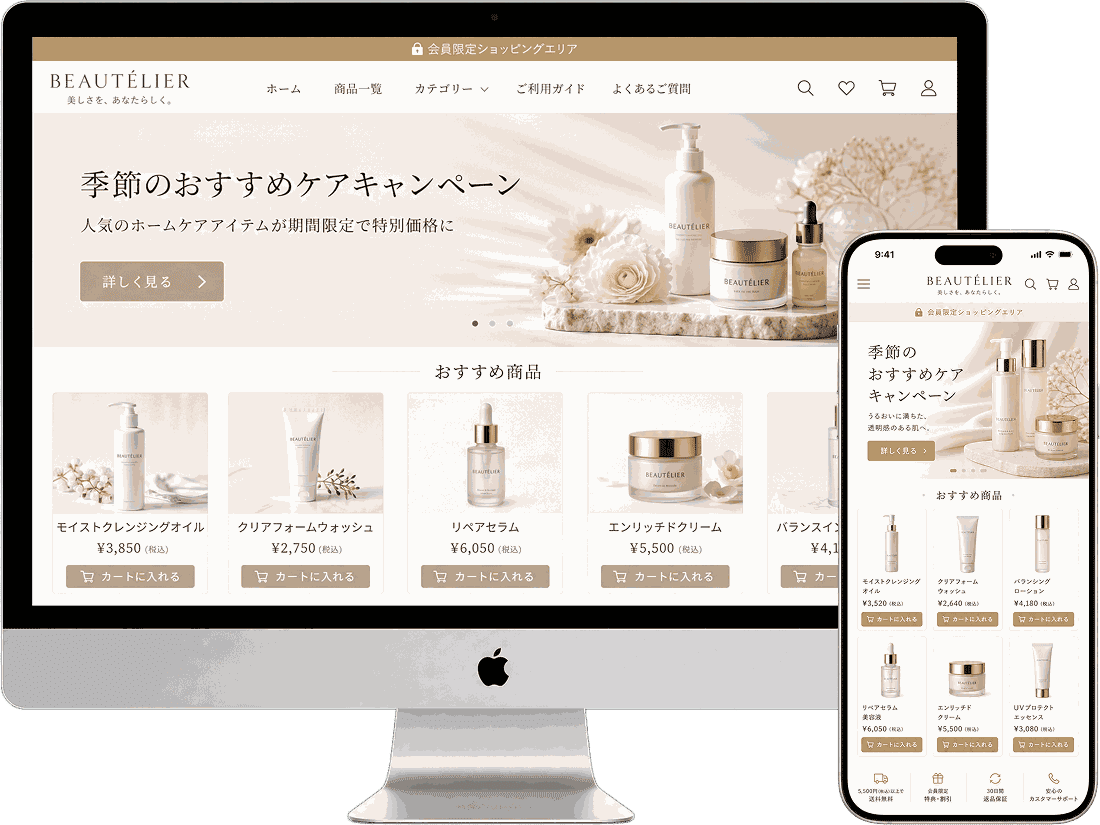 会員限定ECサイト「BEAUTÉLIER」の表示画面